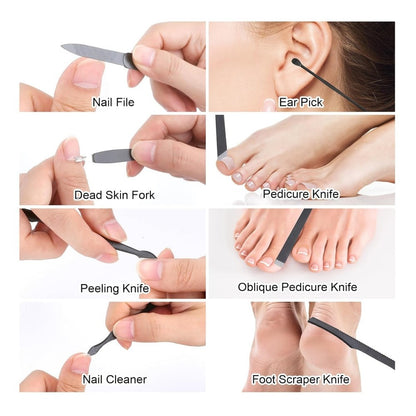18-Piece,Nail Clippers Trimming Tool Set, Manicure Set, Pedicure Kit, Nail Clippers, Professional - DropOnline.co