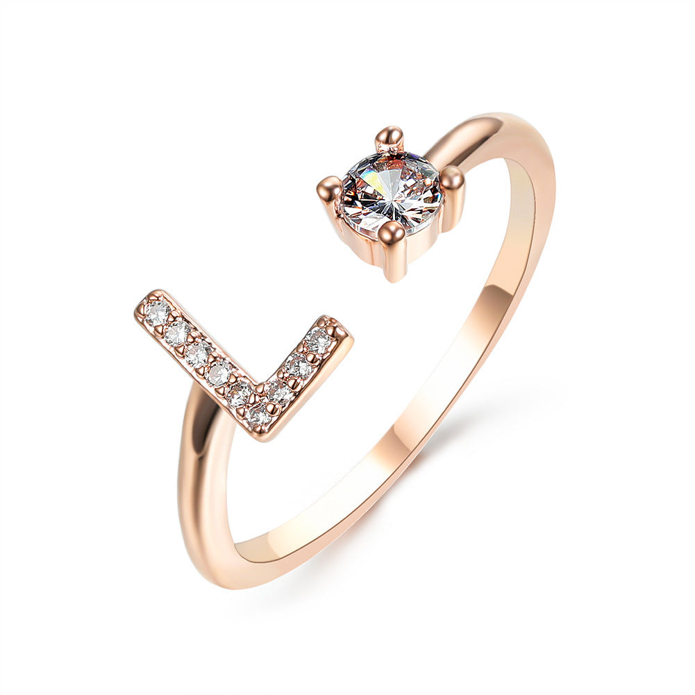 Adjustable Initial Letter Ring - Personalized Alphabet Jewelry