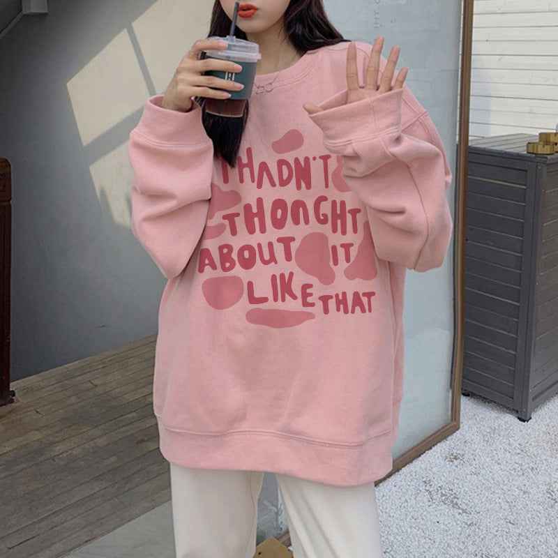 New American Style Loose Hoodie For Women Plus Size  Fleece-lined