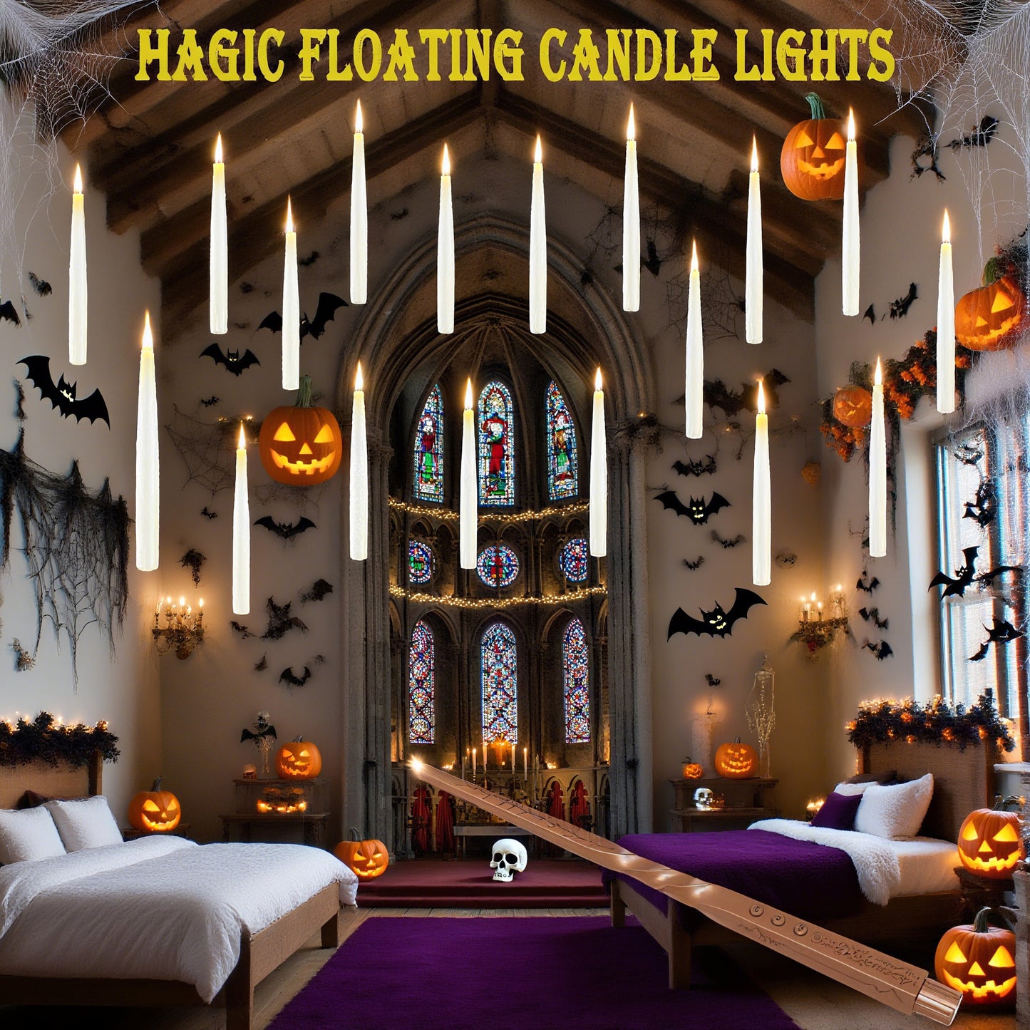 LED Floating Magic Wand Candle - Remote Control Halloween Decor