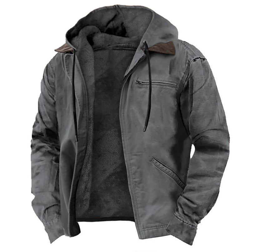 Premium Multi-Color Digital Print Hooded Sweater - Cotton-Padded Winter Cardigan with Brown Lining