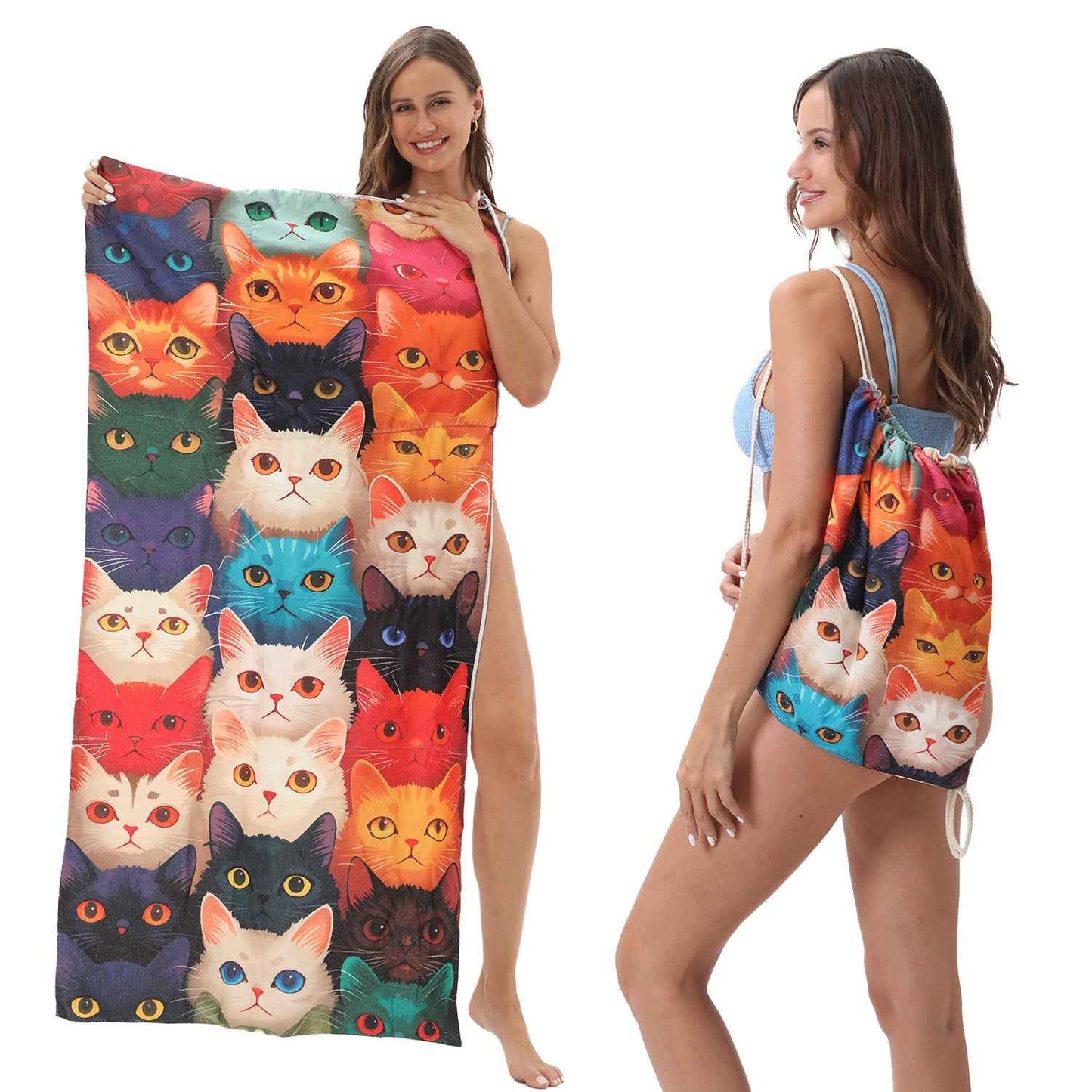 One-piece Beach Towel Versatile Bag Storage