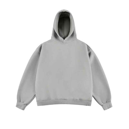 Short Wide Fleece Hooded Sweatshirt For Men And Women In American Solid Color