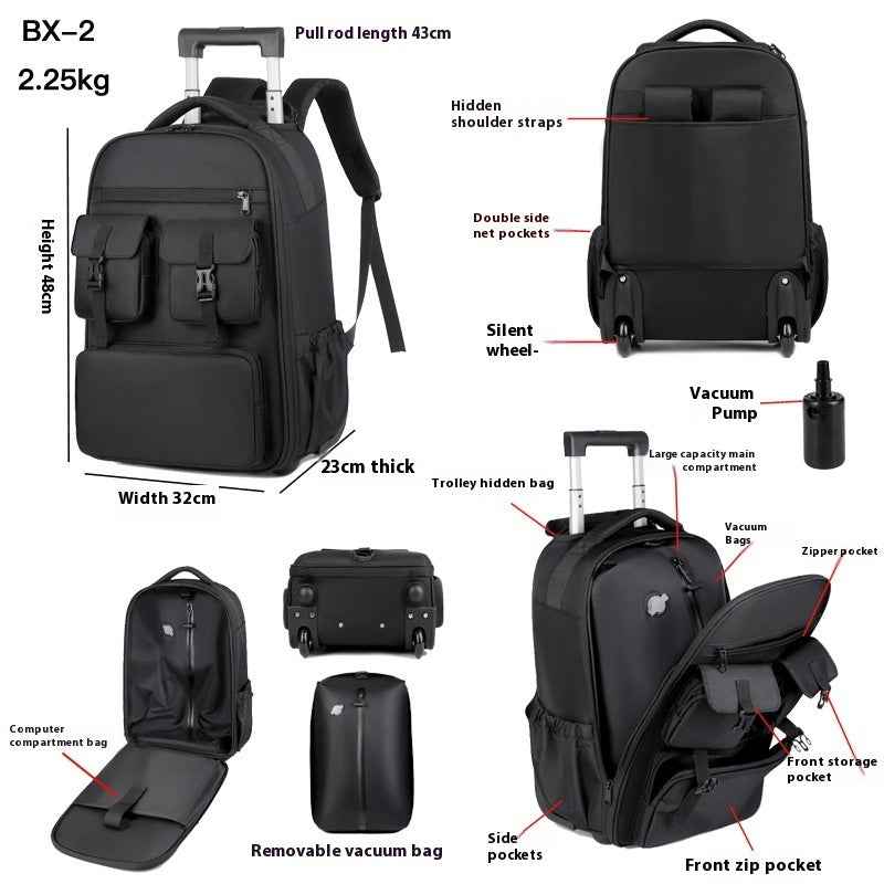 Airbag Multifunctional Expandable Trolley Backpack Men