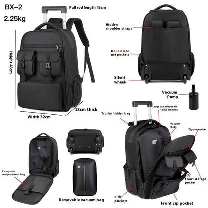 Airbag Multifunctional Expandable Trolley Backpack Men