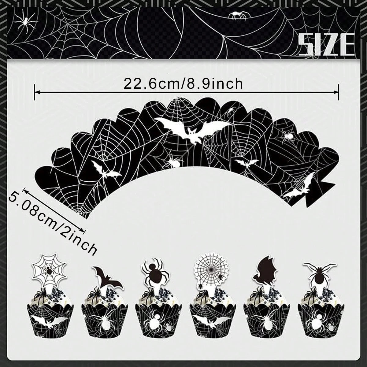 Halloween Three-Tier Cupcake Stand - Spider Web Design with Decorations