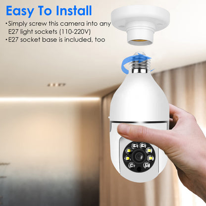 1Pc E27 WiFi Bulb Camera 1080P FHD WiFi IP Pan Tilt Security Surveillance Camera With Two-Way Audio Night Vision Motion Detection Function APP Control - DropOnline.co