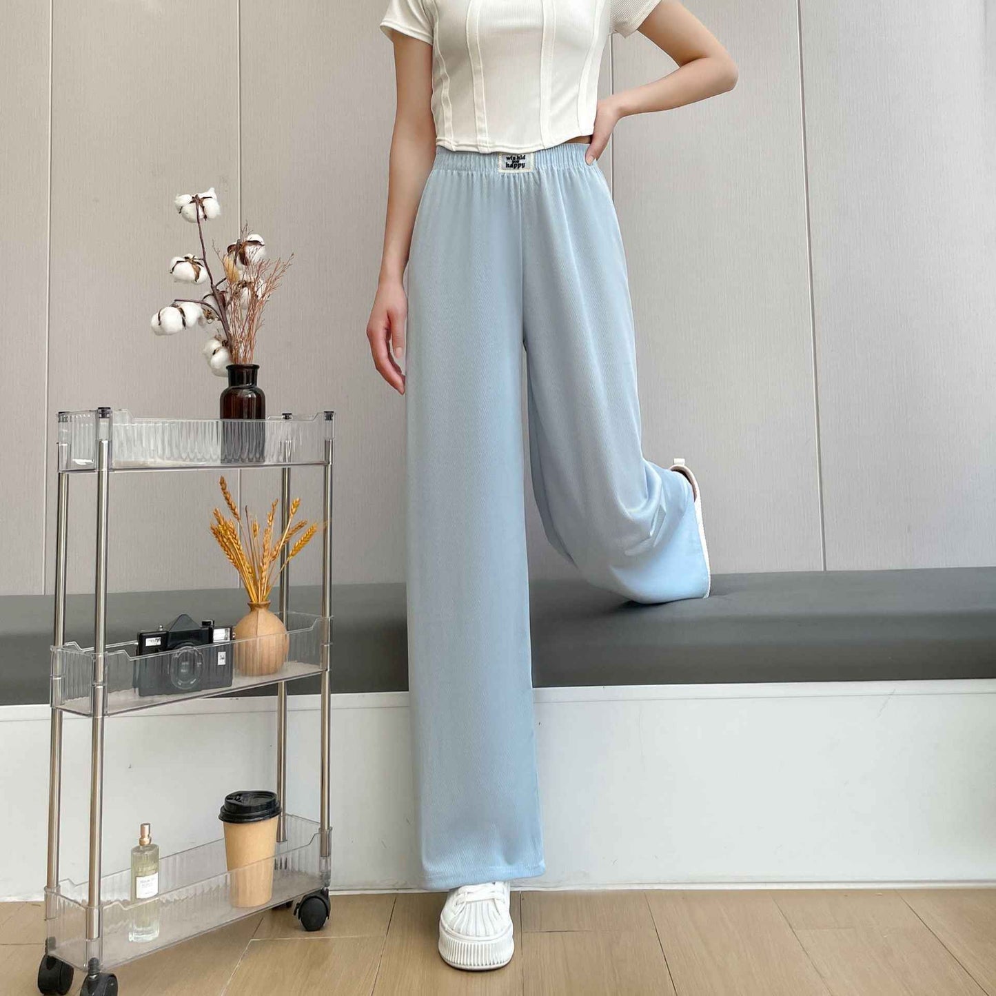 New Loose Slim Versatile Fashionable Herringbone Wide-leg Pants For Women