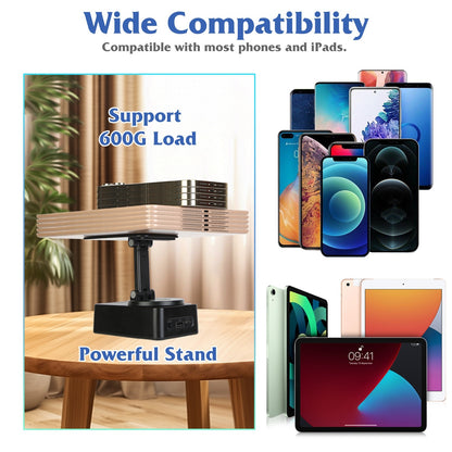 1Pc 4 In 1 Foldable Wireless Speaker Phone Stand With Power Bank 360Degree Rotatable Stand Wireless Speaker 5000mAh Battery RGB Light For Phones IPads - DropOnline.co