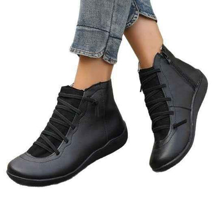 Women's Plus Size Flat Side Zipper Short Fashion Boots