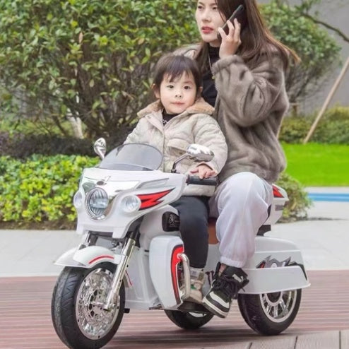 Kids Motorcycle,ride On Motorcycle,Kids Electric Motorcycle 12V Two Seat Motorcycle For Kids, Motorbike For Kids With Key Start 3 Wheels Headlight Storage Box Two Motor Two Seat