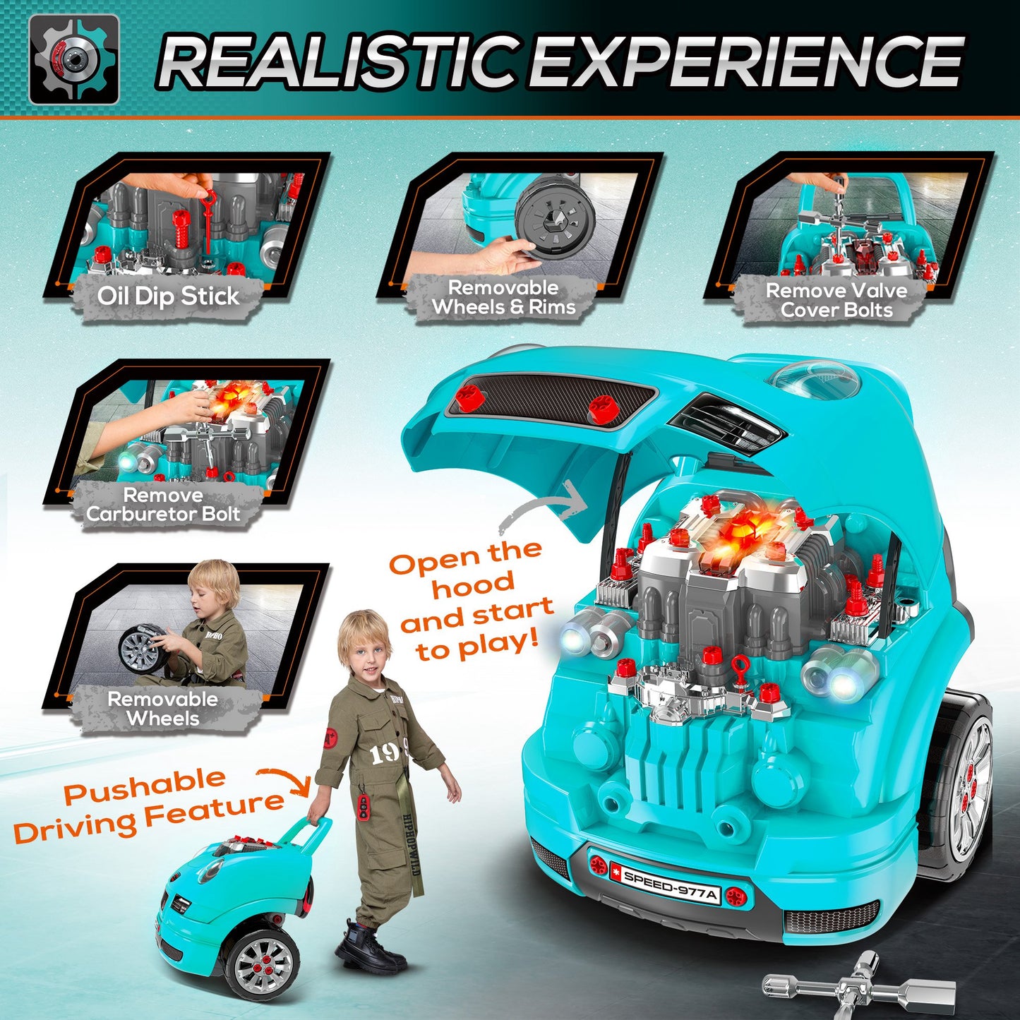 Mechanic Kids Truck Engine Toy Set