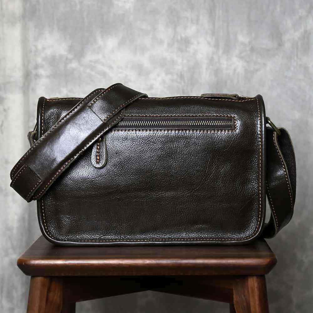 Men's Genuine Leather Crossbody Shoulder Bag Handmade