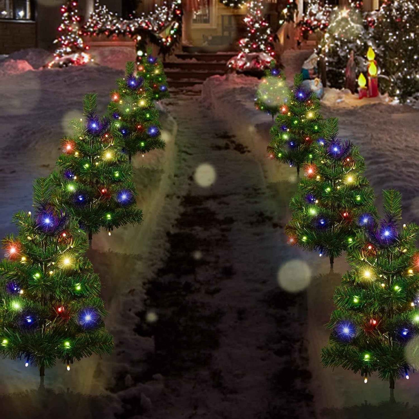 Solar Christmas Tree - 2/4/6 Pack LED Light Multicolor Pathway Decoration