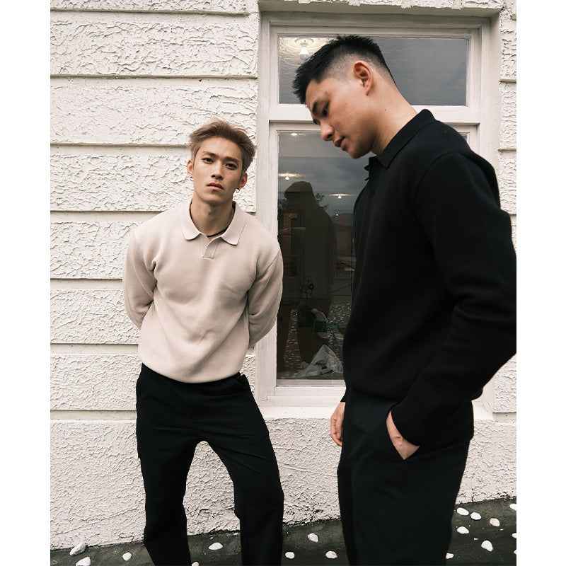 Old Money Style Knitted Sweater Men's Autumn Long Sleeve Outfit