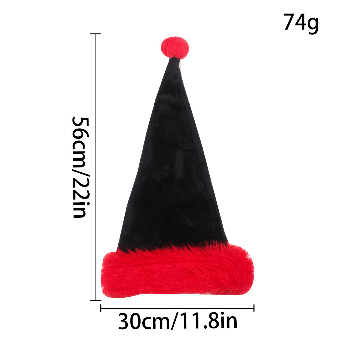 Black Christmas Hat Halloween Plush Hat Thickened Plus-sized Christmas Hat