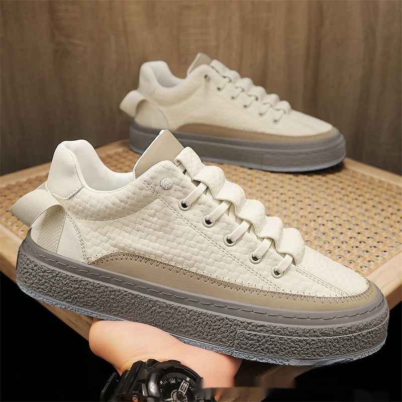 Elastic Leather Casual Running Shoes Trendy Sports