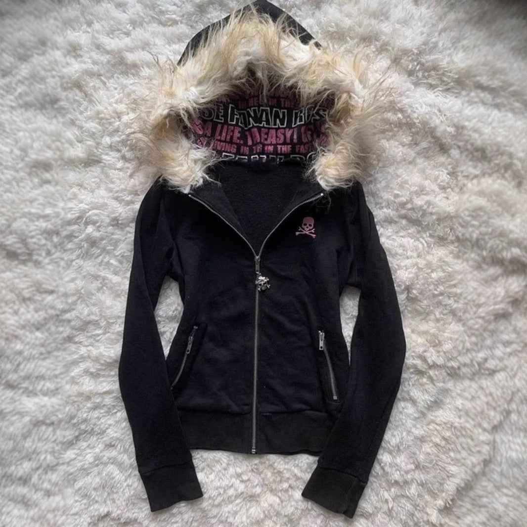 Women's Loose Gothic Skull Hoodie Coat