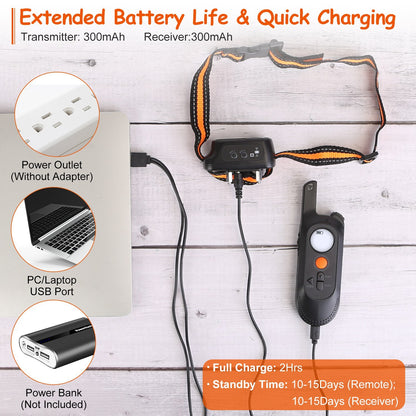 1Pc 984FT Dog Training Collar IP65 Waterproof Pet Beep Vibration Electric Shock Collar 3 Channels Rechargeable Transmitter Receiver Trainer With Recording Safety Keypad Lock - DropOnline.co