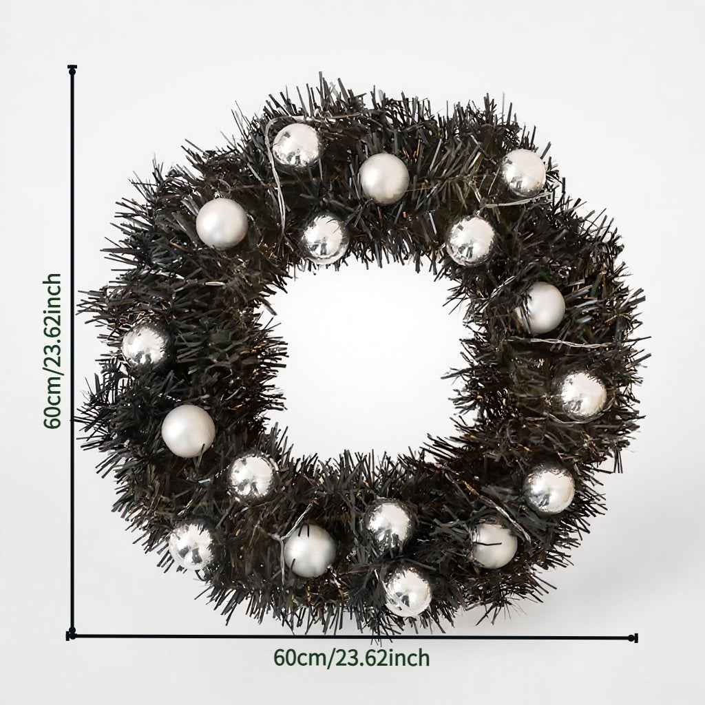 24-inch Black-themed Garland with Silver Ball Accessories & Christmas Letters - DropOnline.co