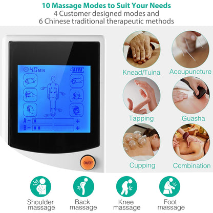 1Pc Tens Unit Machine Impulse Massager 10 Modes Pain Relief Body Massager Machine Muscle Stimulator With 4 Outputs And 8 Electrode Pads For Relief Relaxing Fitness - DropOnline.co