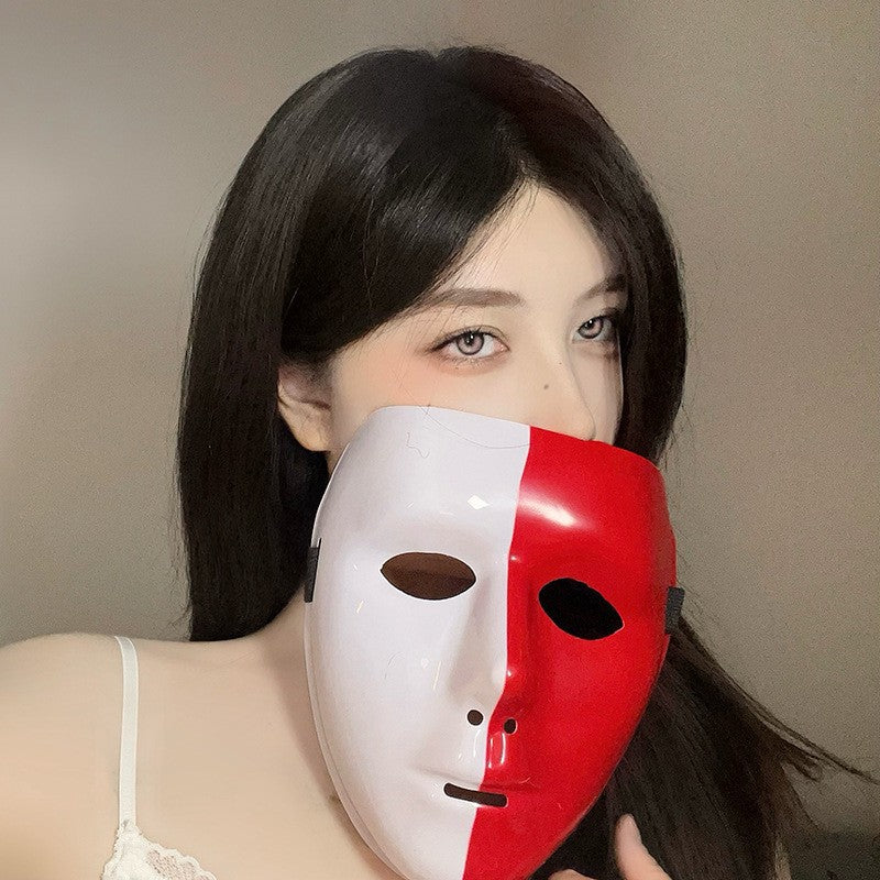 Halloween Half Face Mask - Werewolf White Design