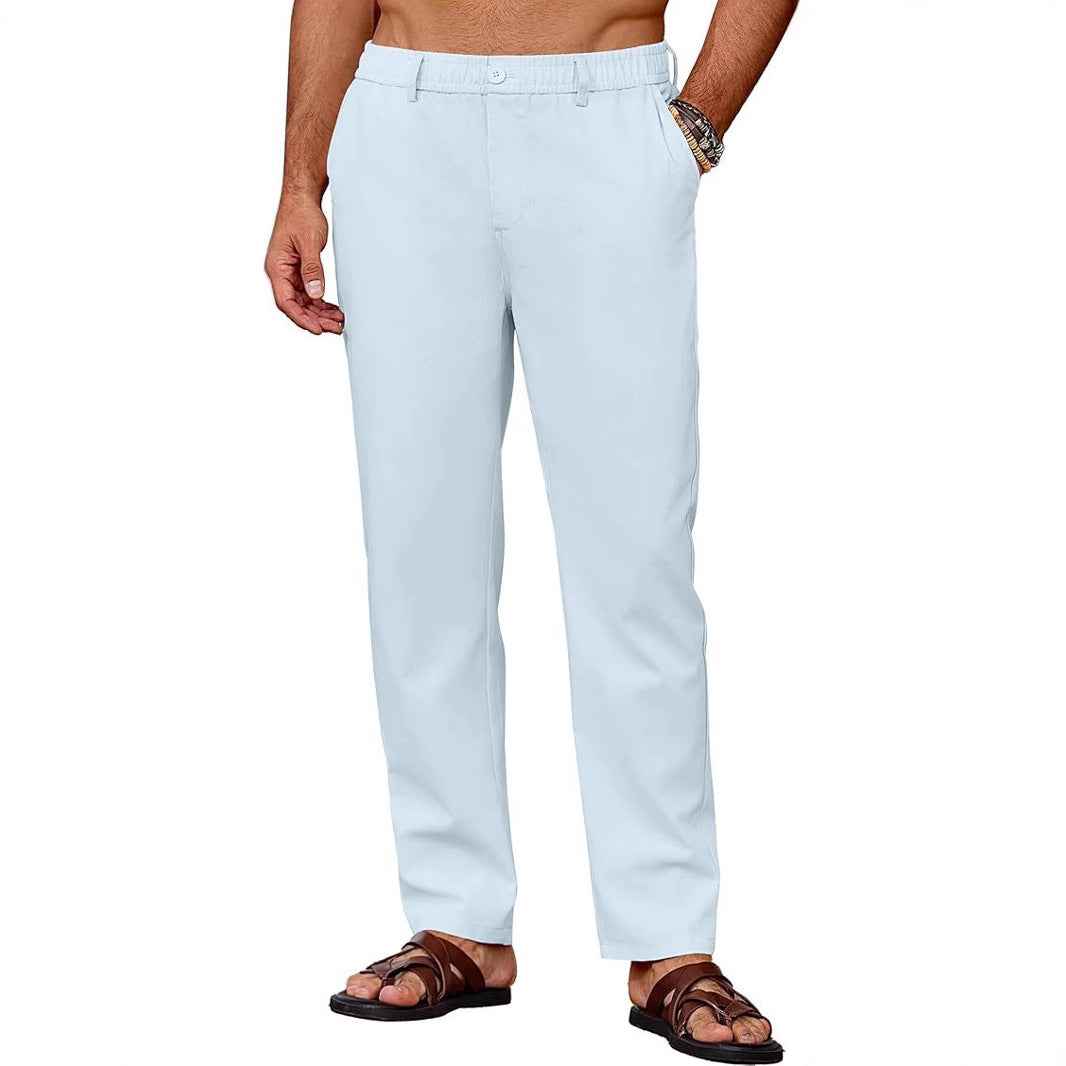 Men's Casual Breathable Drawstring Pants Breathable Casual Pants With Slight Stretch