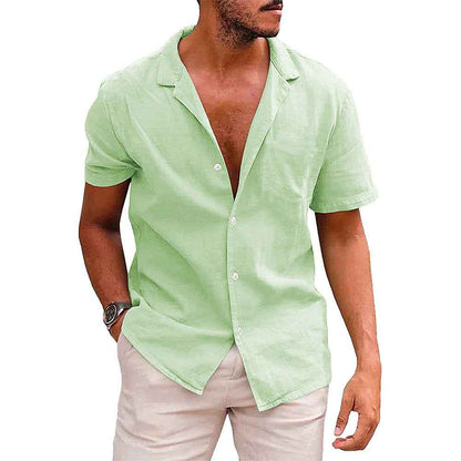 Men's Casual Button Down Beach Shirt - Short Sleeve Summer Top