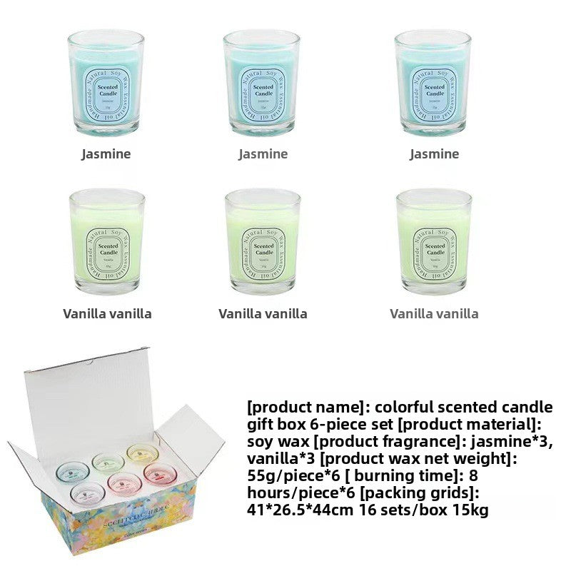 Dopamine Scented Candle Gift Set - 6-Piece Colorful Soy Wax Collection