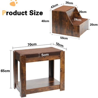 Pet Bunk Bed With Removable Step For Dogs And Cats, Multi-Level Bed Window Perch Seat Platform With Cushion And Cat Scratch Pad, Indoor Use - DropOnline.co