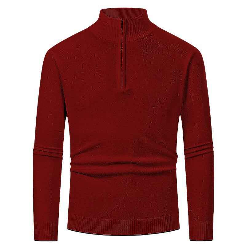 Men's Fashion Half Zipper Polo Sweater Casual Long Sleeve