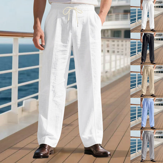 Men's Breathable Linen Beach Pants - Loose Fit Casual Summer Trousers