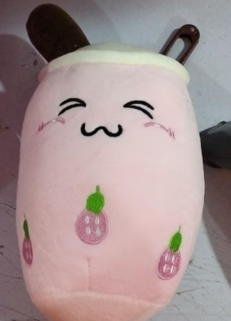 Boba Tea Plush Toy - Cute Strawberry Milk Tea Stuffed Animal Pillow Cushion for Kids