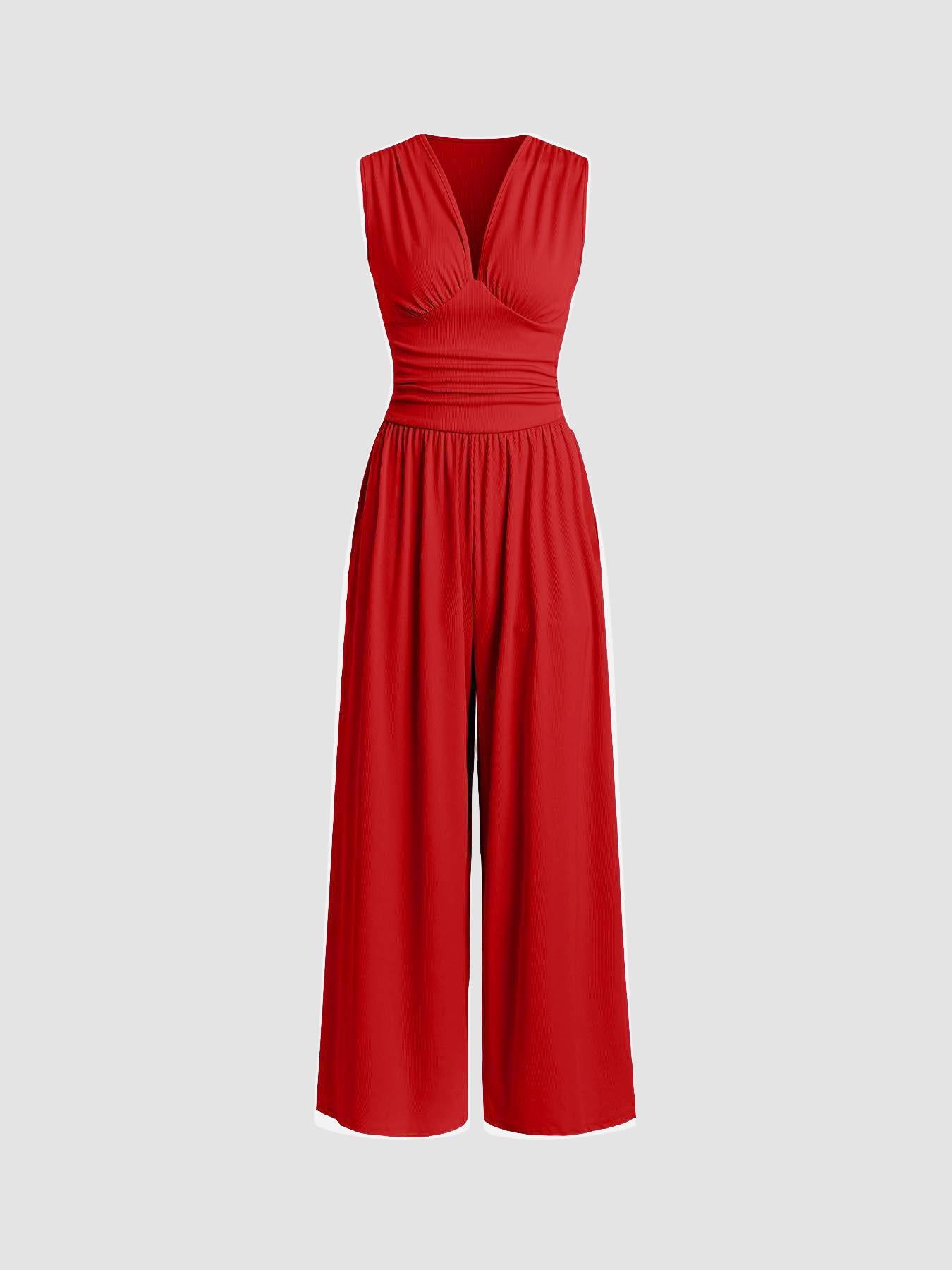 Sleeveless Knitted Wide Leg Jumpsuit