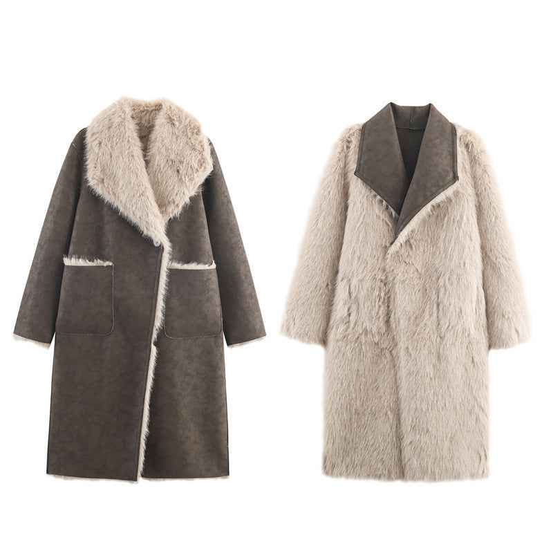 Winter European And American Double-sided Reversible Faux Fur Coat