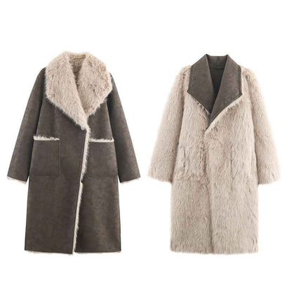 Winter European And American Double-sided Reversible Faux Fur Coat