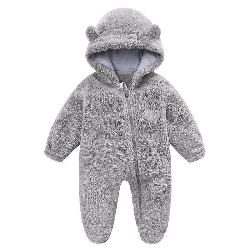 Candy-Colored Hooded Baby Jumpsuit - Soft Cotton One-Piece