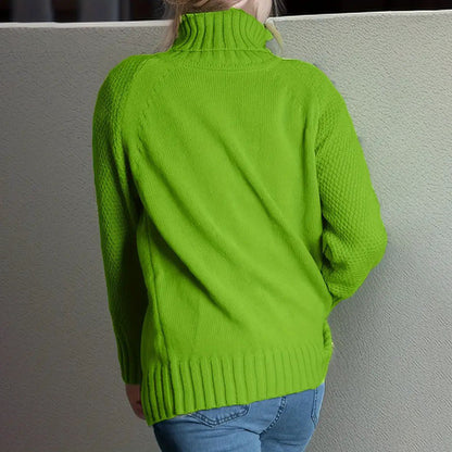 Loose Fit Mock Turtleneck Sweater For Women, 2025 Fall Trendy Long Sleeve Knit Pullover Tops - DropOnline.co