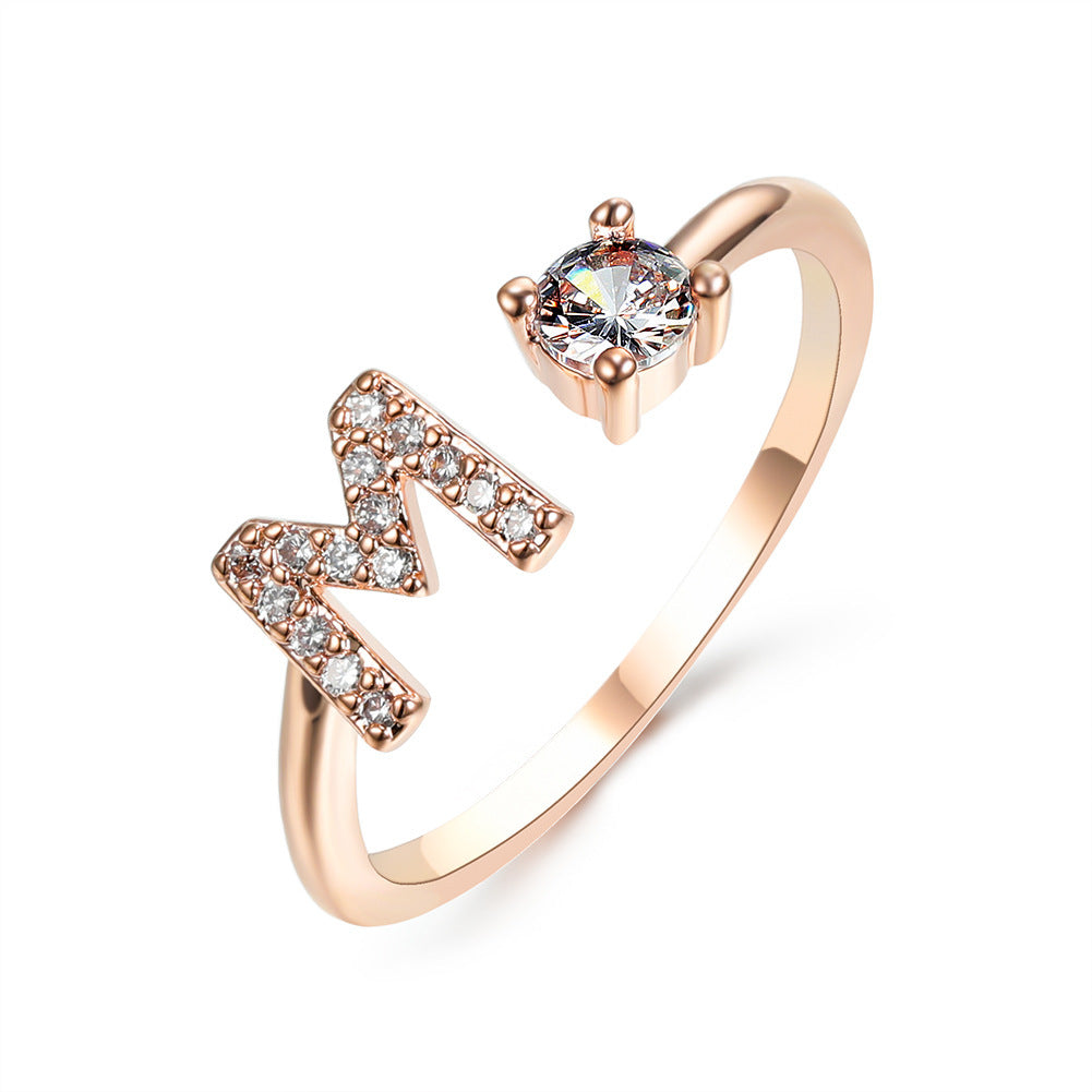 Adjustable Initial Letter Ring - Personalized Alphabet Jewelry