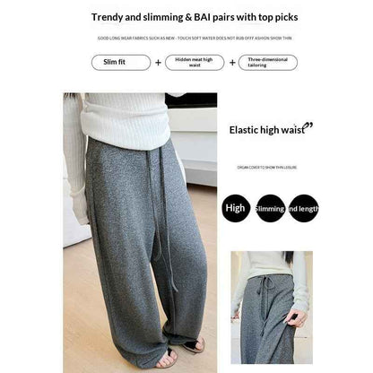 High-waisted Loose Knit Pants For Women