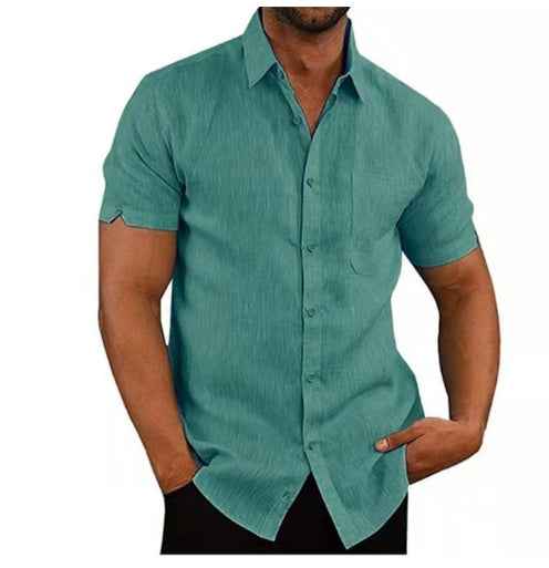 Men's Short Sleeve Summer Solid Shirt - Casual Loose Fit Tee