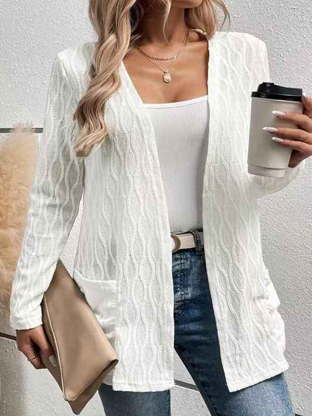 Hollow-out Casual Commuting Knitted Long-sleeve Cardigan