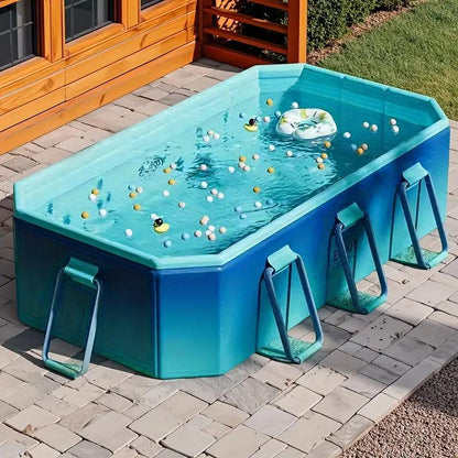 2.6-meter Glacier Blue Swimming Pool - No Inflation Required, Leak-proof, Soothing Glacier Blue Aesthetics, Stylish And Elegant Design - A Must-Have For Family Water Games And Cool Summer Recreation I