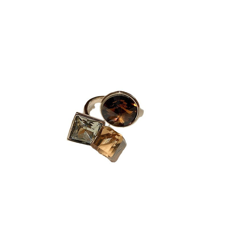 Zircon Geometric Ring - Multi-Layer Oval Open Design