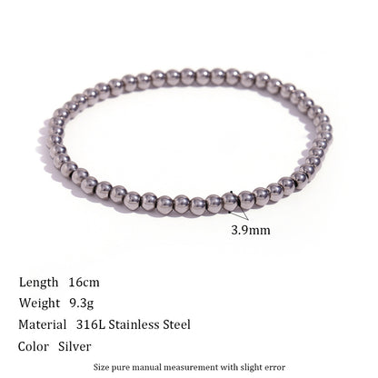 Niche Vintage Stainless Steel Plated 18K Elastic Bead Bracelet - DropOnline.co