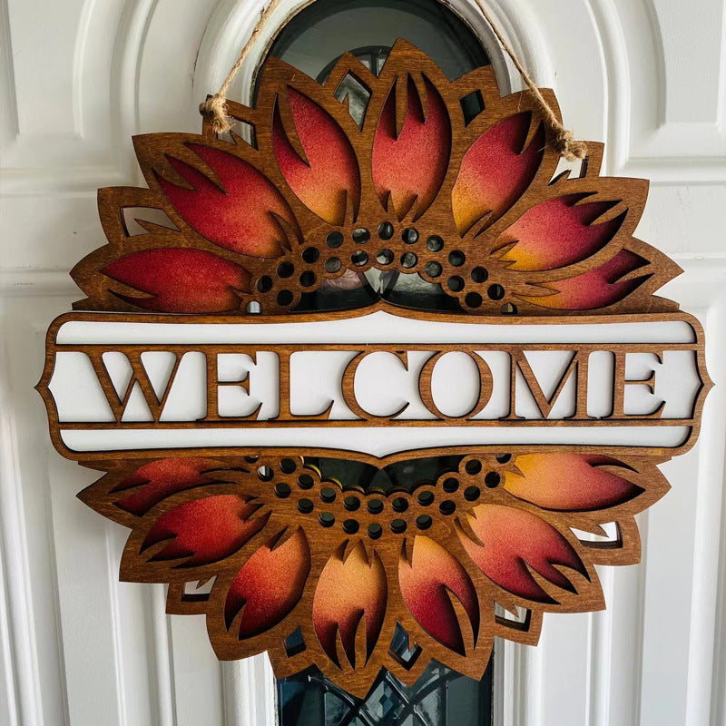 Premium Sunflower Doorplate Decoration - Boxwood Craft Pendant