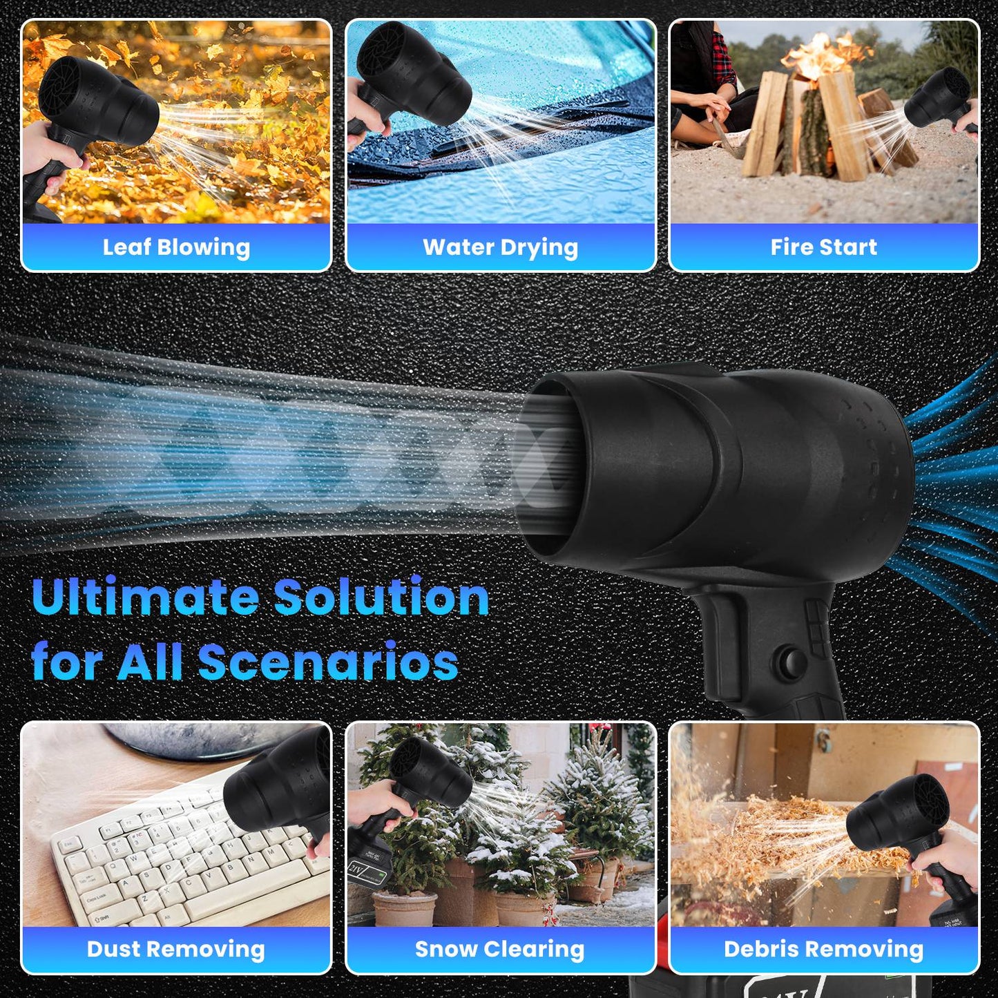 130000RPM Mini Cordless Leaf Blower Jet Blower Battery Operated Blower With 2x 3Ah Batteries For Leaf Snow Dust Water Blowing