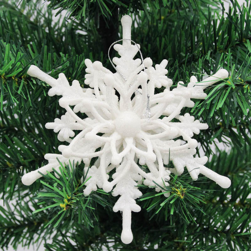 Christmas White Snowflake Pendant - 12cm Plastic Tree Decoration Ornament