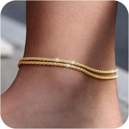 Fashion Multi-layer Waterproof Women's Adjustable Ankle Bracelet Gold And Silver Optional - DropOnline.co