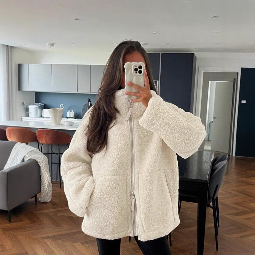 Women's Lamb Wool Blend Turtleneck Coat